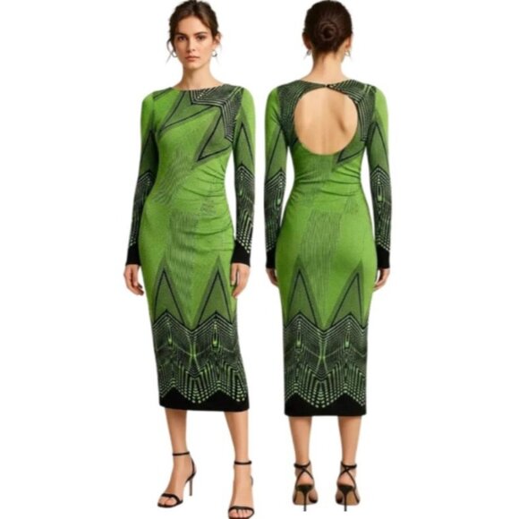 Nyla & Noelle Dresses & Skirts - Nyla & Noelle Women's Neon Night Style Long Sleeve Bodycon Maxi Dress Small NWT
